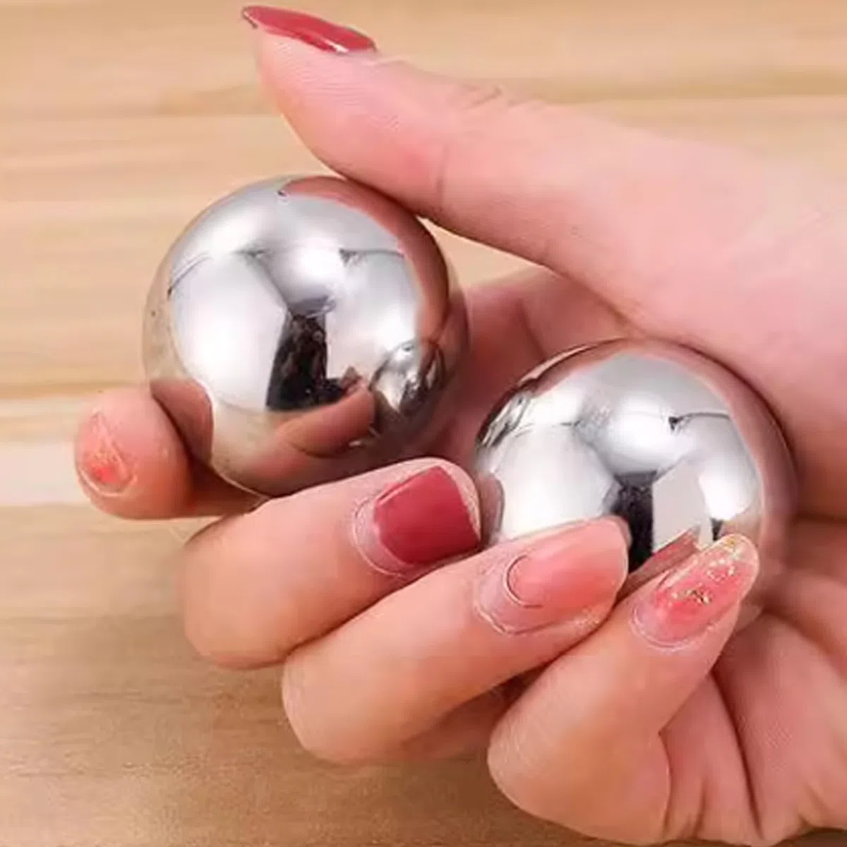 Juego de Ejercicios de Balonmano, Bolas Saludables Chinas de Acero Inoxidable para Fuerza, Alivio del Estrés, Ejercicio de Salud de las Articulaciones, Rodamiento Suave, Compacto