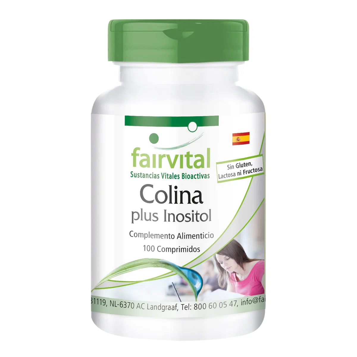 fairvital Bitartrato de colina más inositol, 100 comprimidos, ALTA DOSIS, VEGANO