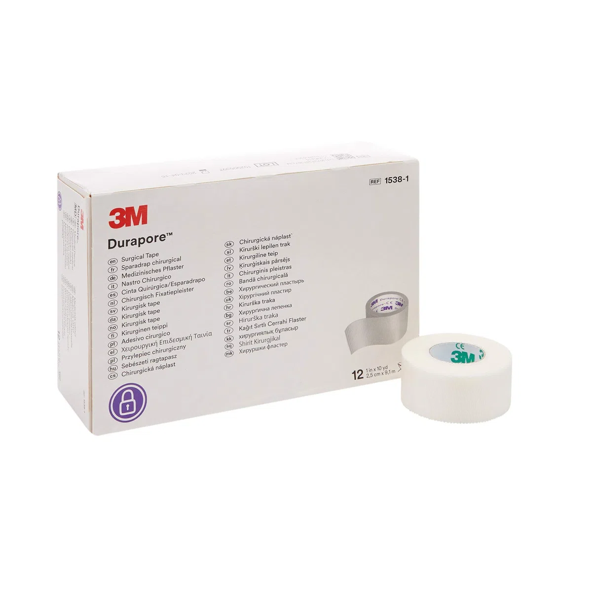 3M Durapore - Cinta quirúrgica (2,54 cm x 4,57 m, 12 unidades)