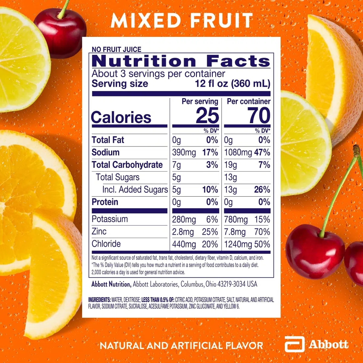 Mixed Fruit Electrolyte Solution, 33.8 Fl Oz Bottle