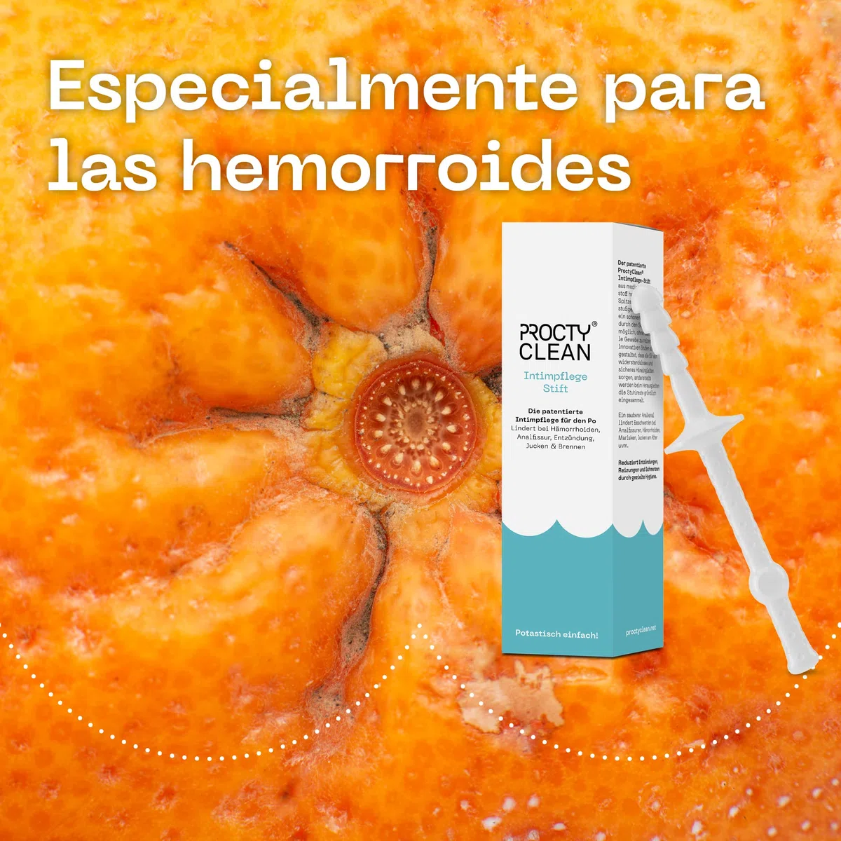 Bastoncillo de higiene íntima ProctyClean ¡Patentado! Higiene anal suave y cuidado íntimo para mujeres y hombres. Ayuda con hemorroides, fisura anal, picor y ardor en el ano. Mujeres, hombres.