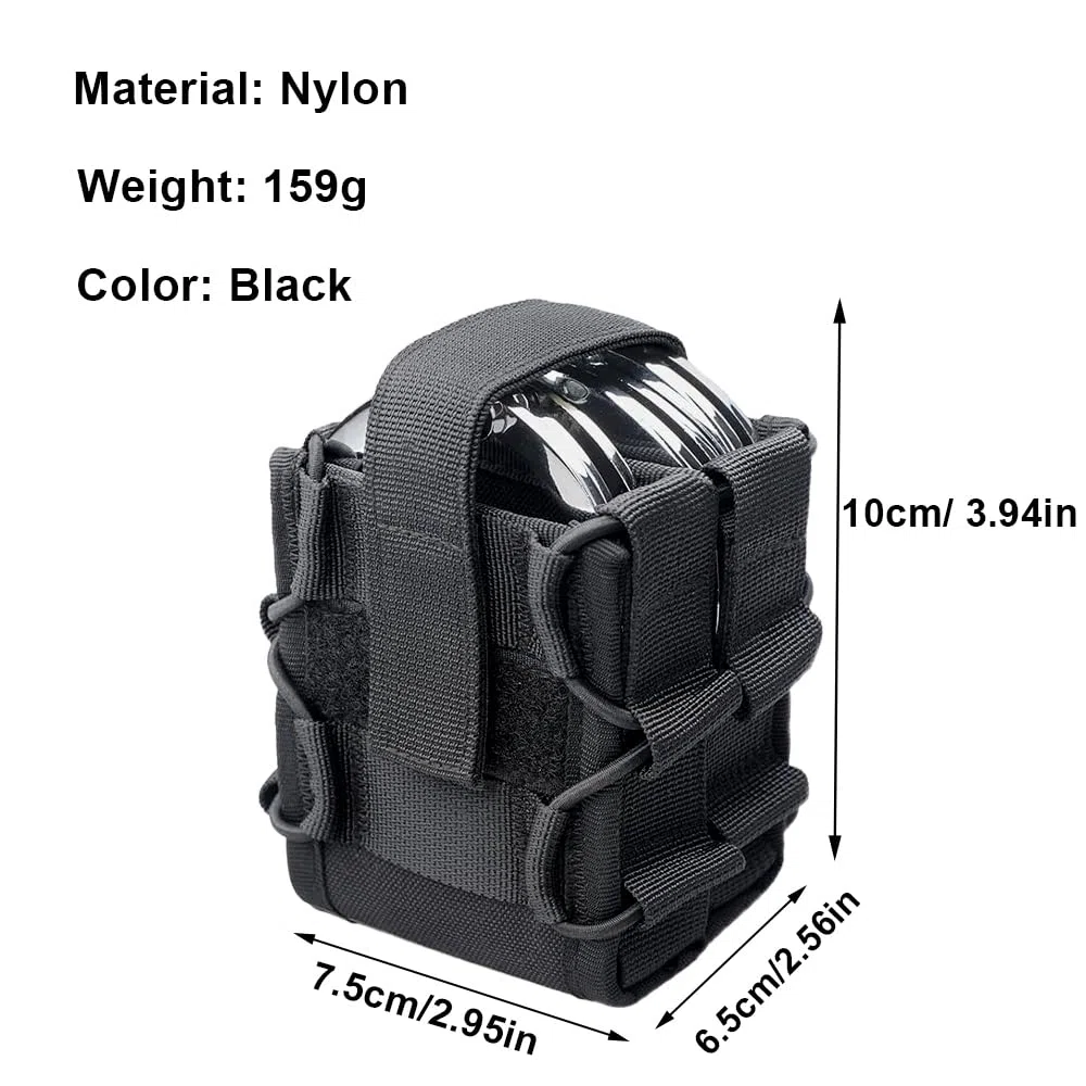Bolsa doble para esposas, soporte para esposas MOLLE de nailon con parte superior abierta con trabilla para cinturón, con bisagras, cadenas, esposas rígidas plegables (no incluye esposas)
