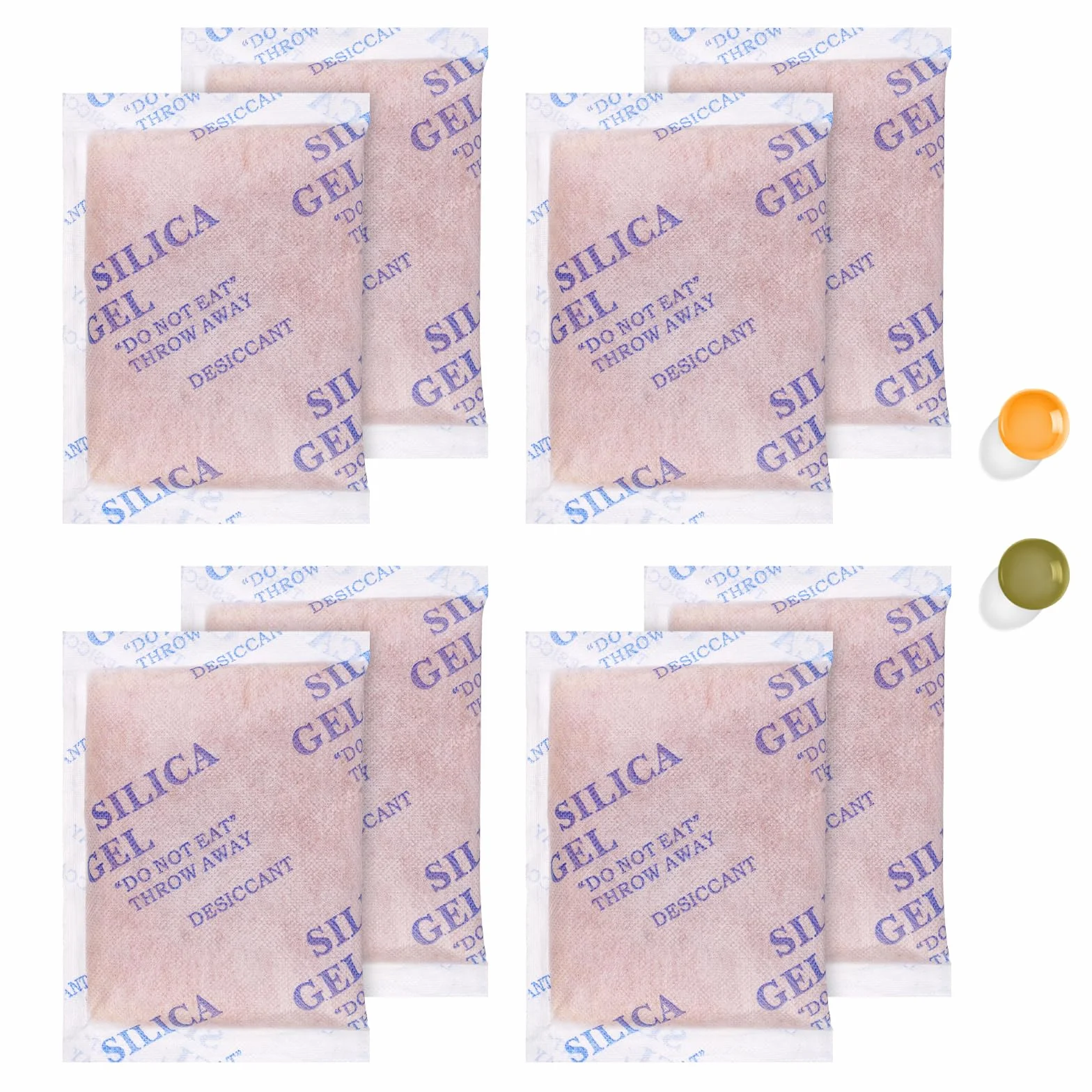 Aolso 100g Bolsas de Gel de Sílice, 8 Pcs Absorbedor de Humedad, Indicador Desecante Naranja a Verde, Reutilizable, Gel de Sílice Antihumedad para Ropa, Armarios, Productos Electrónicos, Joyas etc