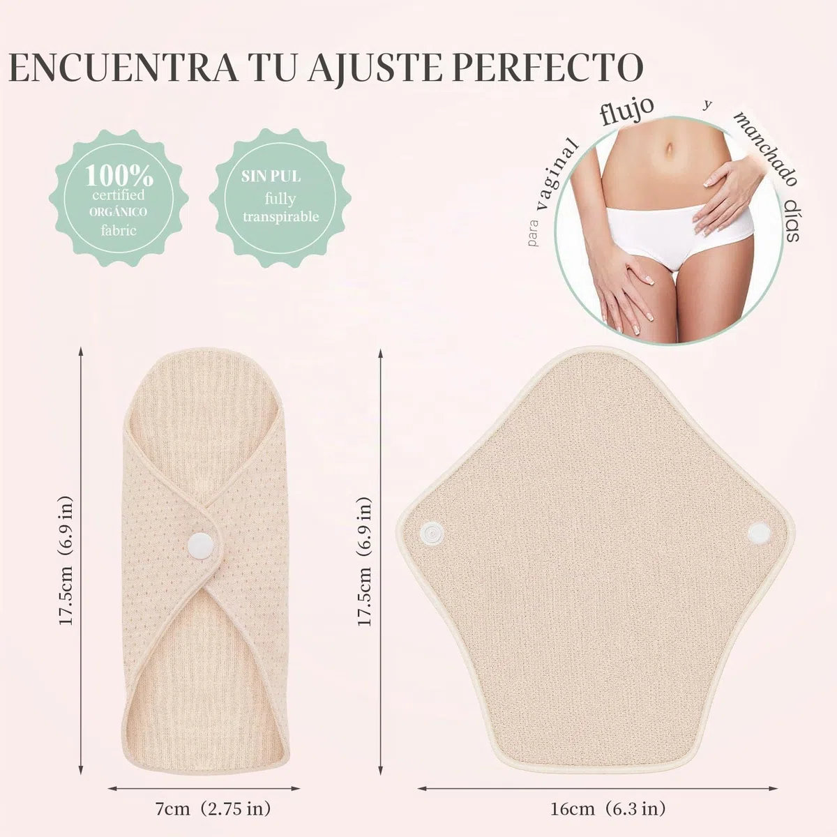 MQUPIN Toallas Sanitarias Reutilizables, 5pcs Lavable Almohadillas de Tela Toalla Sanitaria Algodon Organico, Compresas Algodon Almohadillas de Período Pantiprotectores Diseño Antifugas Mujeres