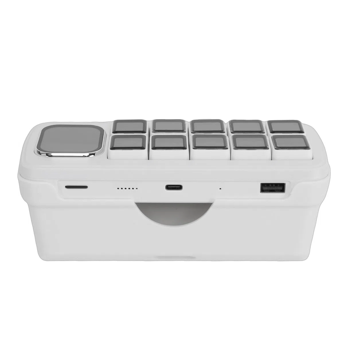 Panel de control de voz AI con teclas macro LCD para automatización eficiente de tareas y edición de temas, para uso doméstico inteligente (blanco)