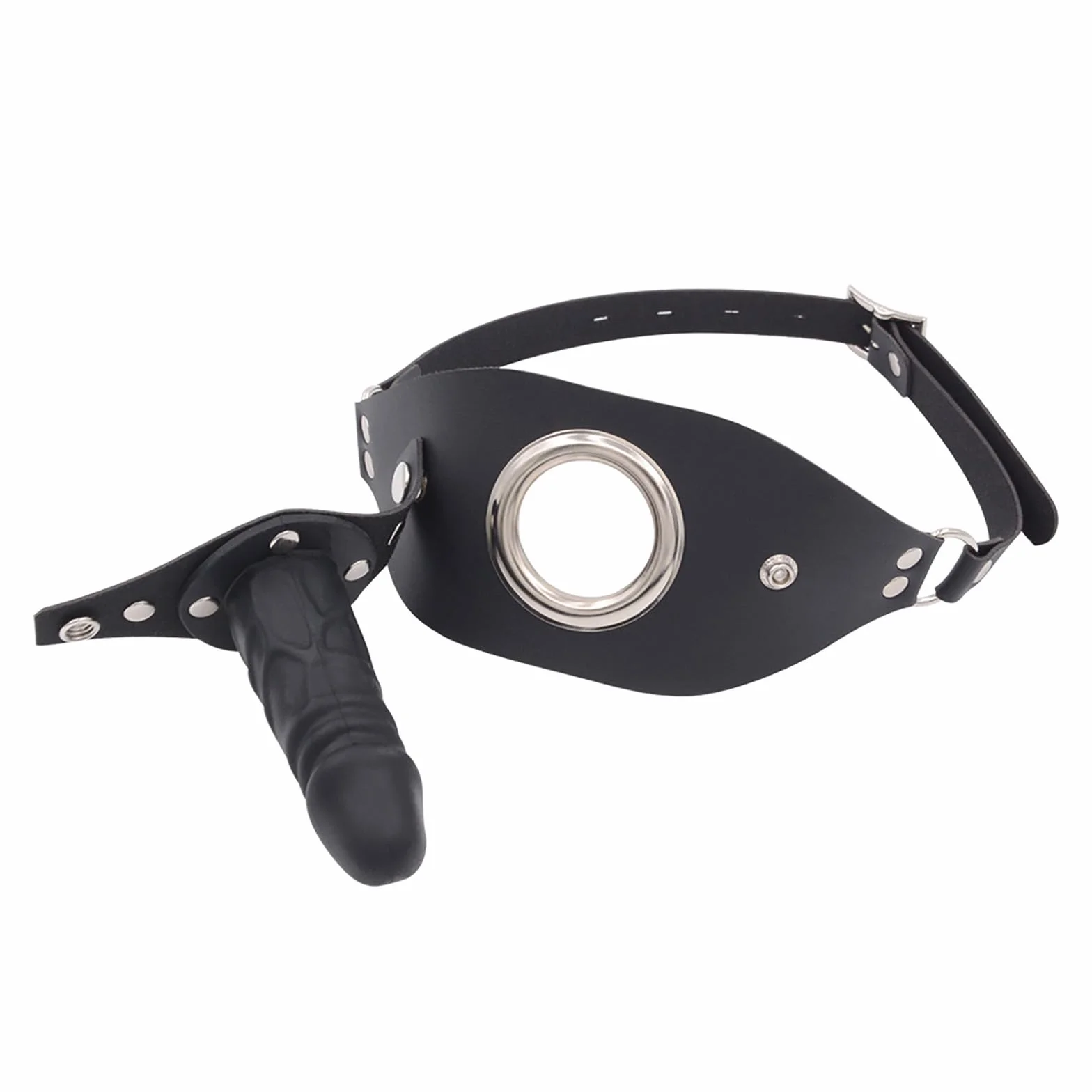 Mordaza Consolador De Silicona Extraíble Con Bola De Cuero Ajustable BDSM Boca Mordaza Para Parejas Juguetes Bondage (10CM)