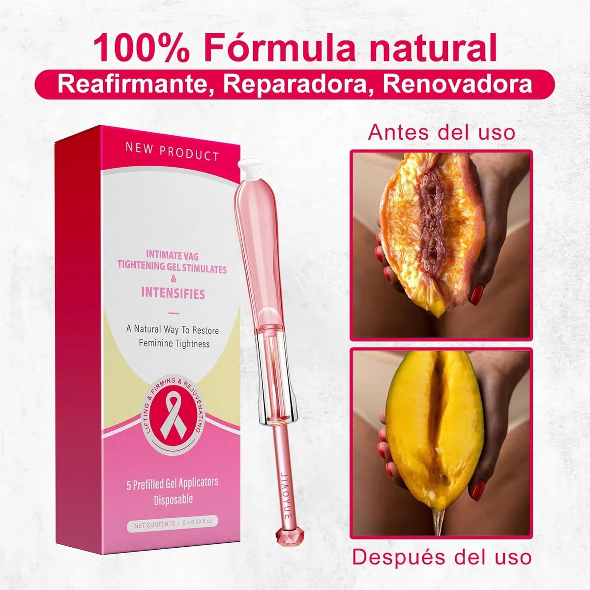 Gel Tensor Vaginal, Complejo Aliviante Virgen, Suplemento Hidratante Prellenado para Mejore la vida sexual de su pareja, aumente la sensibilidad y el placer- 5 uds.