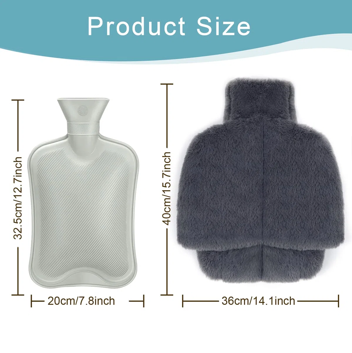 Calentador de pies sin Electricidad, 2L de Agua Caliente, Botella de Calor para Mujeres/Hombres/Adultos, Almohadillas de calefacción de pies Suaves y cálidas para los pies fríos en Invierno
