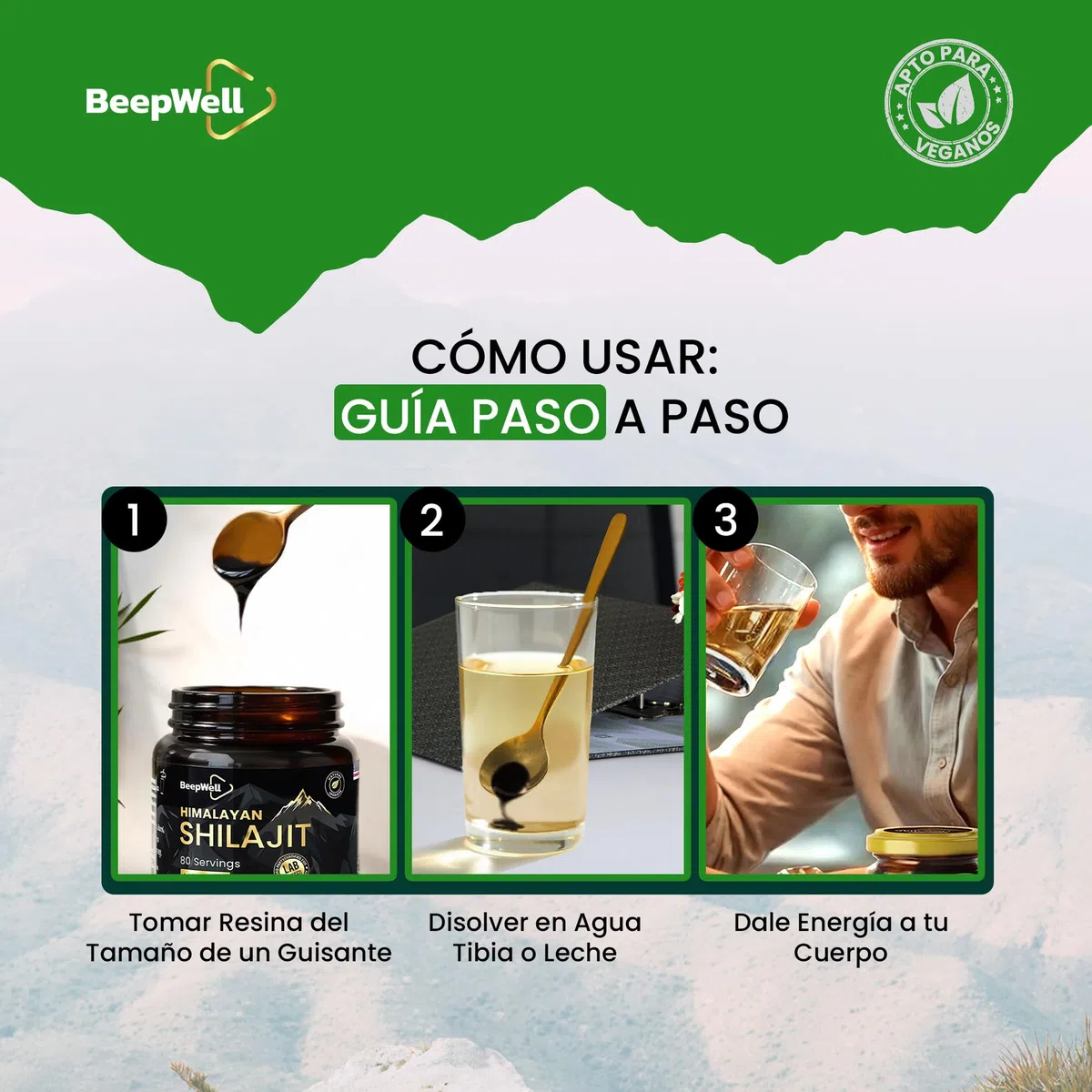 Shilajit Pure Himalayan - Resina Shilajit para hombres y mujeres (80 porciones)