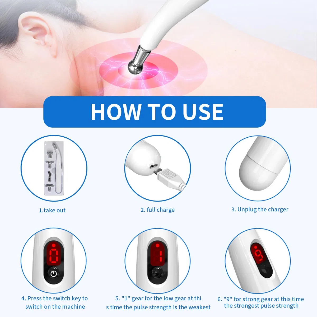 Acupuntura Masaje Pen,modelo recargable Lápiz Eléctrico de Masaje para Acupuntura,Acupuntura Terapia Heal Masaje Pen Meridian Energy Pen