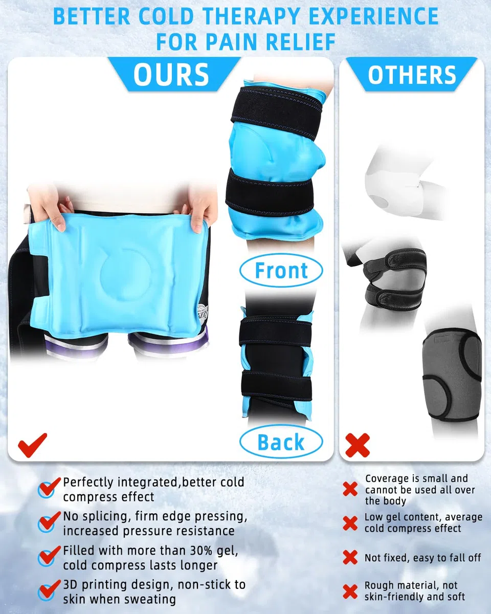 jutyum Almohadillas de refrigeración reutilizables para rodilla, compresas frías y cálidas, vendaje de refrigeración elástico para el dolor articular, hinchazón y contusiones para deportes y