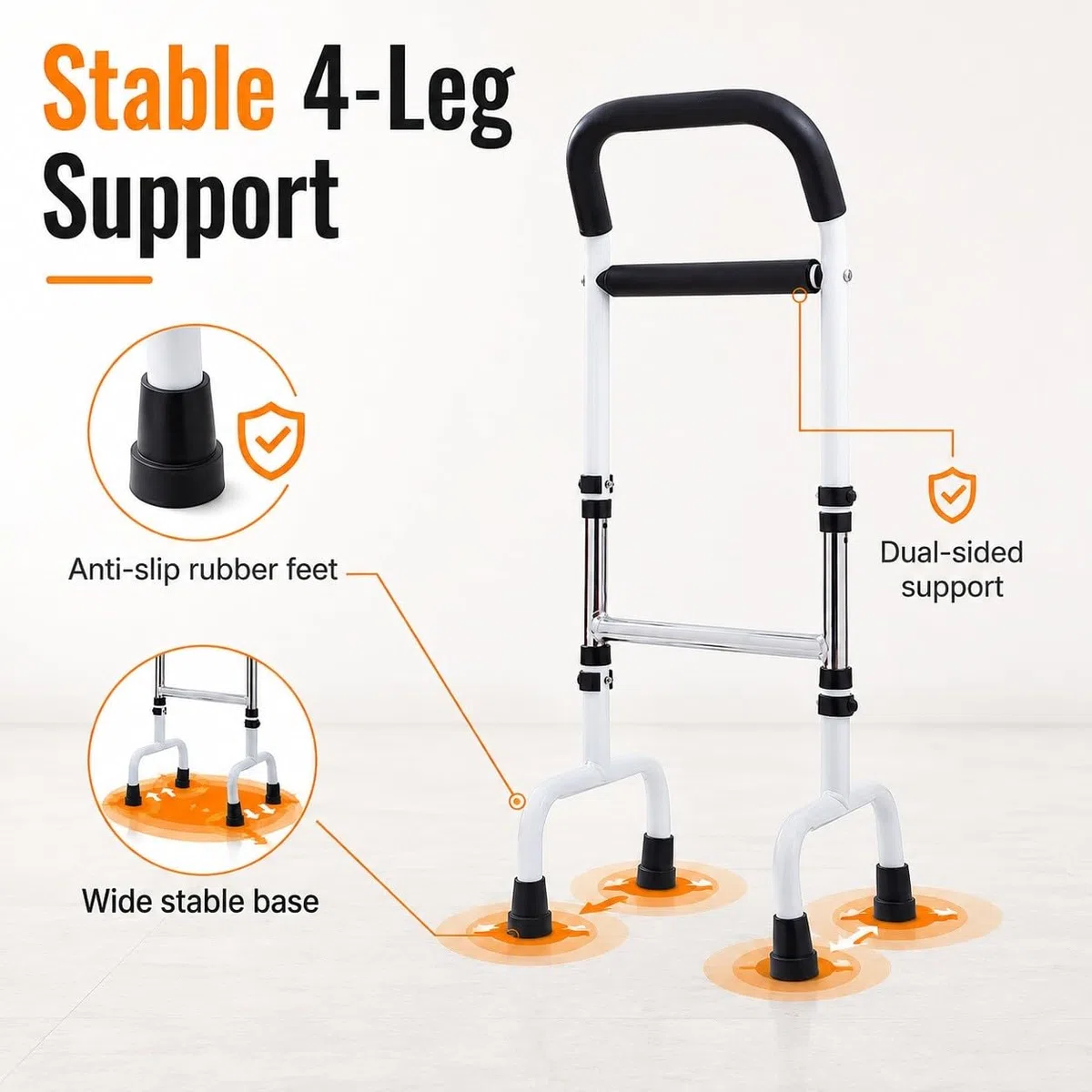 Barra de Apoyo WC Regulable, 73-92 cm, Blanca