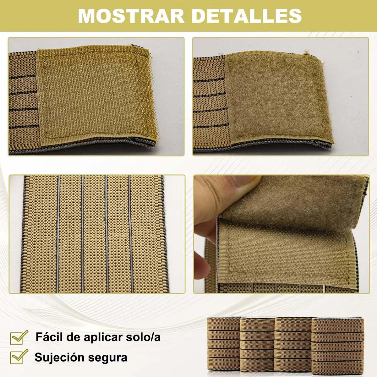 Vendaje elástico Piezas de repuesto Envoltura de banda alrededor para ETL051 ETUU1401 máquina Almohadillas Envolturas de rayas para vientre Brazo Pierna 3 tamaños 10pcs Material elástico