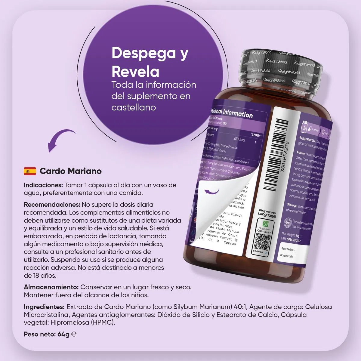 Cardo Mariano 2000mg - 180 Cápsulas, 80% de Silimarina del Extracto Natural de Cardo Mariano 40:1 - Suplemento de Milk Thistle para 6 Meses de Suministro - Apto para Veganos, Sin OGM