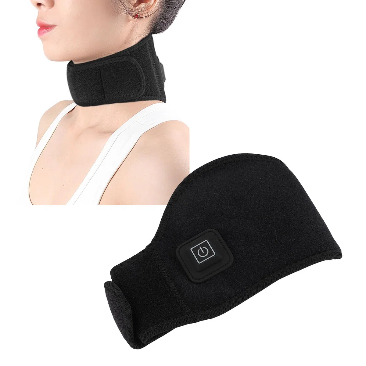 Almohadilla Térmica para Cuello USB, Cierre de Gancho y Bucle de Temperatura de 3 Niveles, Forro de Terciopelo Ajustable, Soporte para Cuello Calentado, Calentador de Cuello