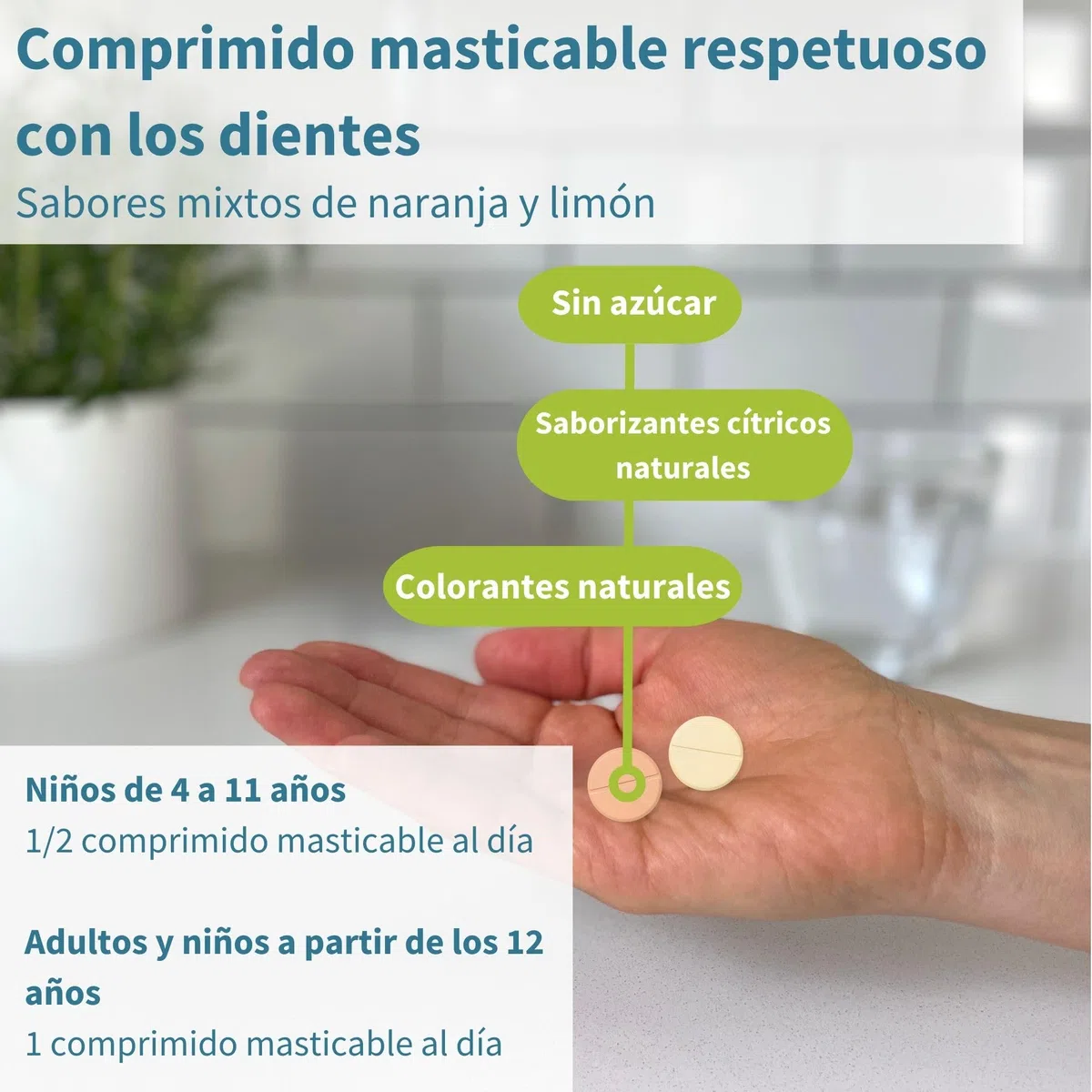 Igennus Vitamina C Avanzada Masticable Sin Azúcar 500mg, 120 Dosis, Niños y Adultos, Pura y Suave, Fórmula Tamponada de Alta Absorción, Vegana, Sabor a Naranja y Limón