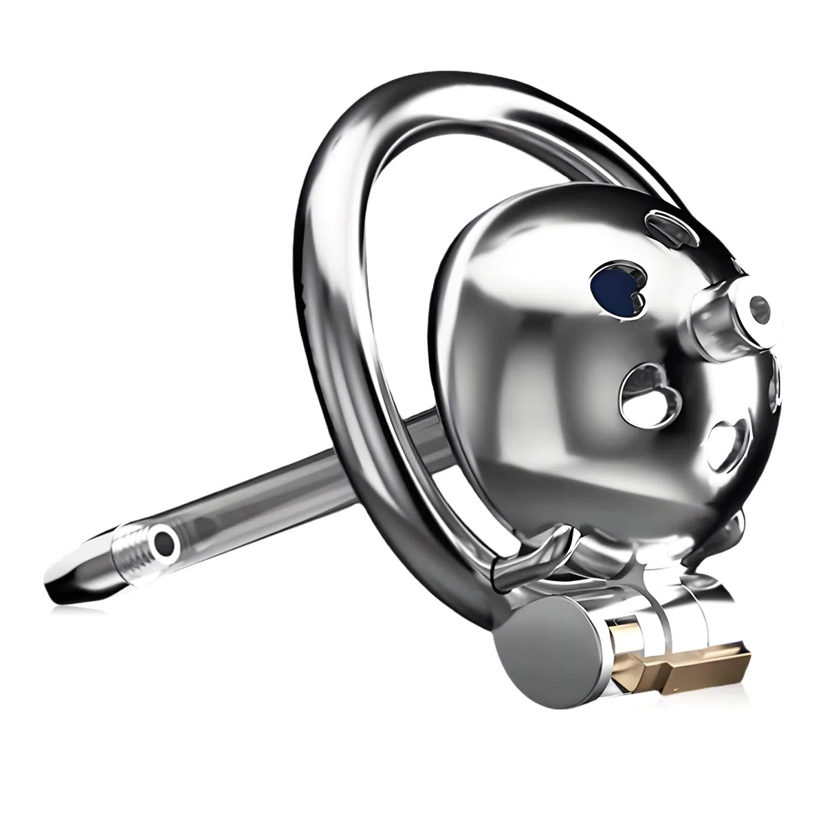 Jaula de castidad hombres de acero inoxidable con ventilación del corazón tubo de silicona extraíble correa ajustable jaula de castidad hombres juguetes sexuales (40mm)