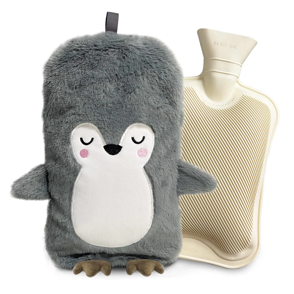 Bolas de Agua Grande Pingüino, Bolsa de Agua Caliente 2L, Bolsa Agua Caliente Peluche, Bolsas Agua Caliente Antifugas, Botella de Agua Caliente Calienta Camas Saco Mantener Termico Blanda Regalo