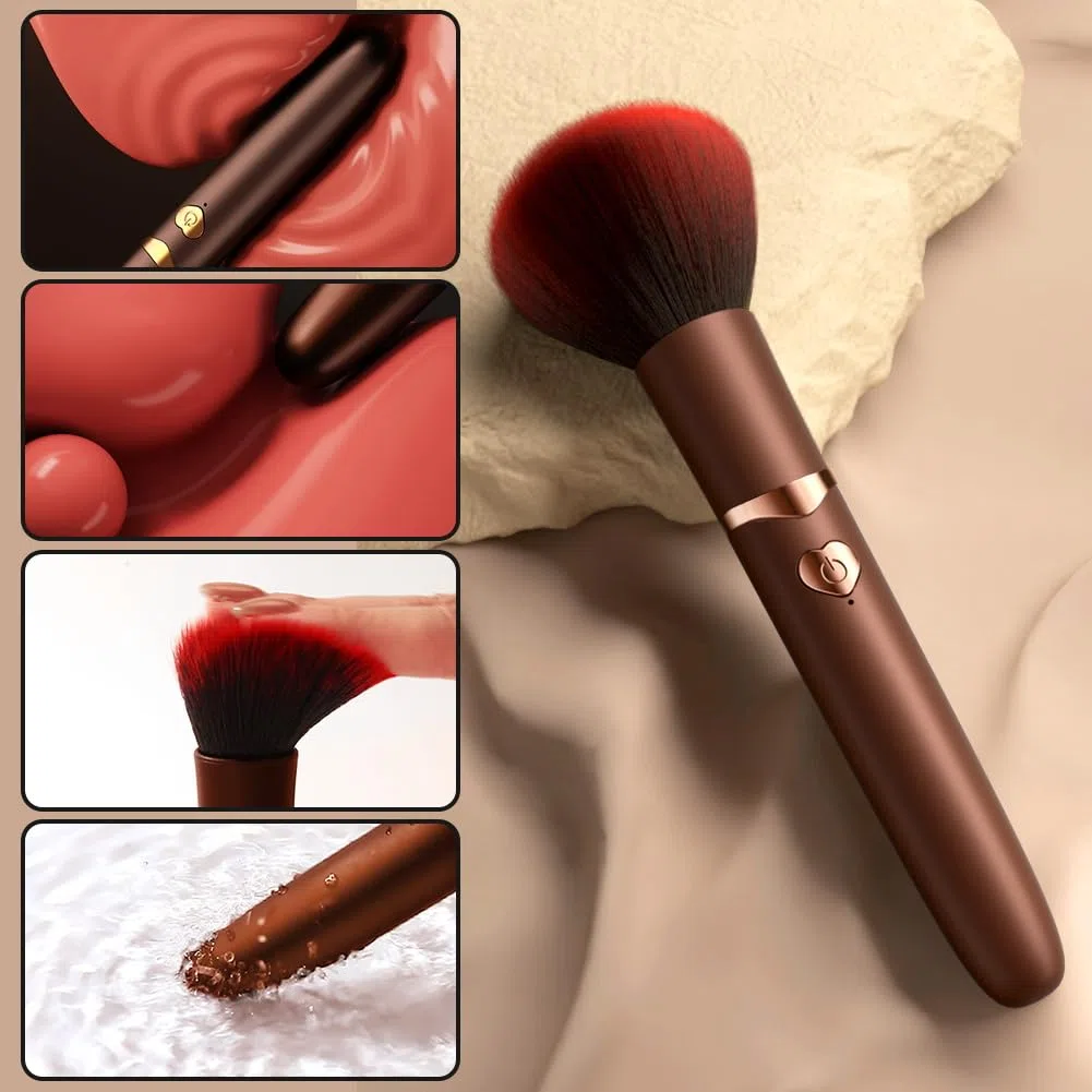 Mini Vibrador Pincel de Maquillaje - Balas Vibrador para Clítoris, Pezones y Punto G, Juguetes Sexuales para Mujeres y Parejas (dorado)