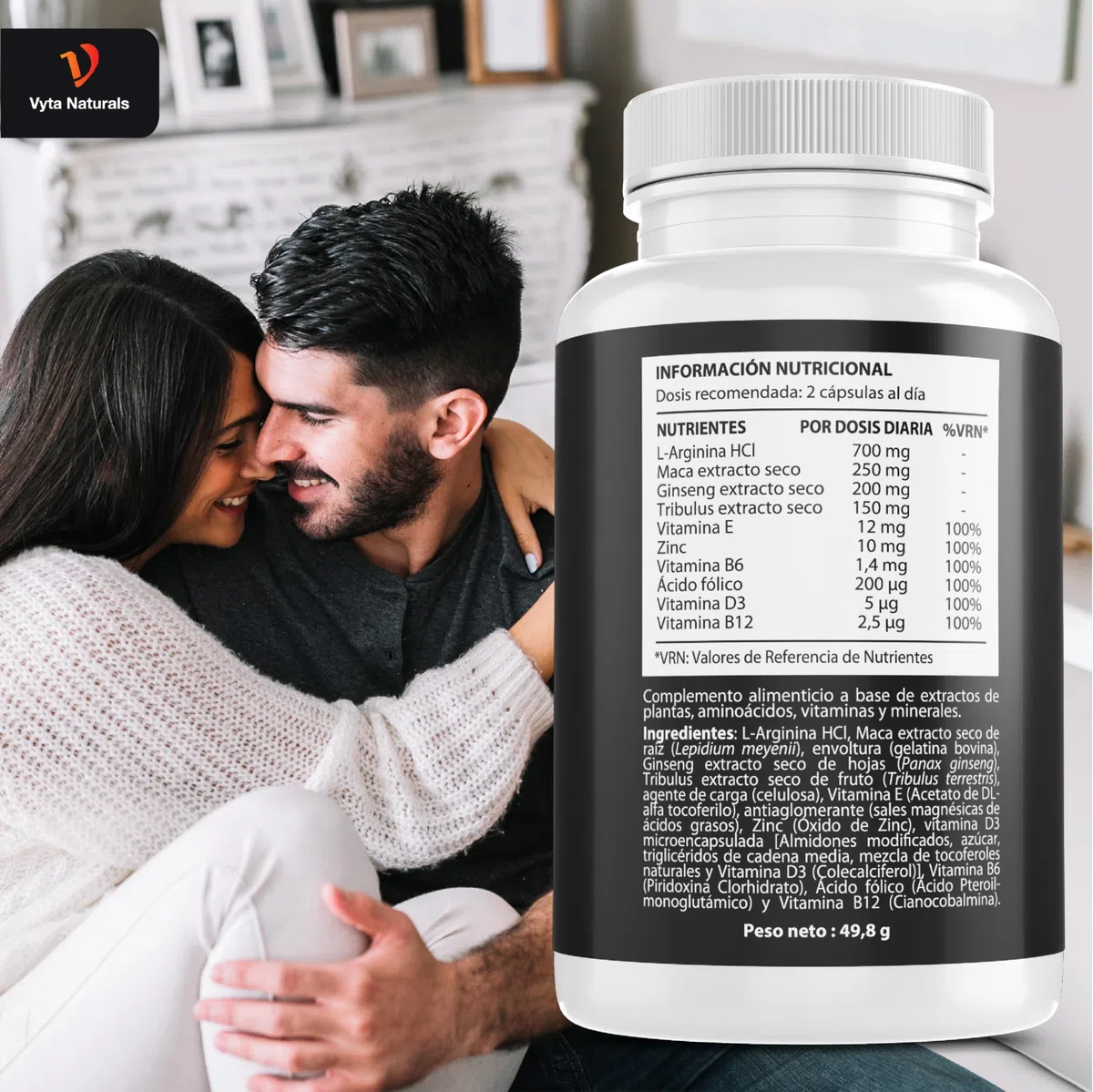 Testosterona Hombre - Energía, Rendimiento Físico, Vitalidad Masculina - Con Maca, Tribulus Terrestris, Ginseng, L arginina, Zinc, Vitaminas B, D y E