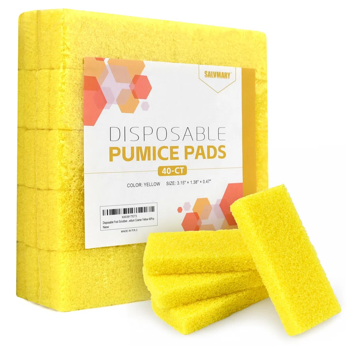 SALVMARY Piedra pómez desechable para pies, piel dura, removedor de callos, color amarillo, 40 unidades