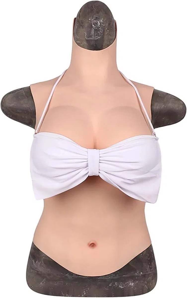 Placa de Silicona para Pecho, Media Placa torácica, Cuello Redondo, Senos postizos con Relleno de Gel líquido para Crossdresser, Drag Queen, Post-mastectomía y, D Cup-A, D Cup-A