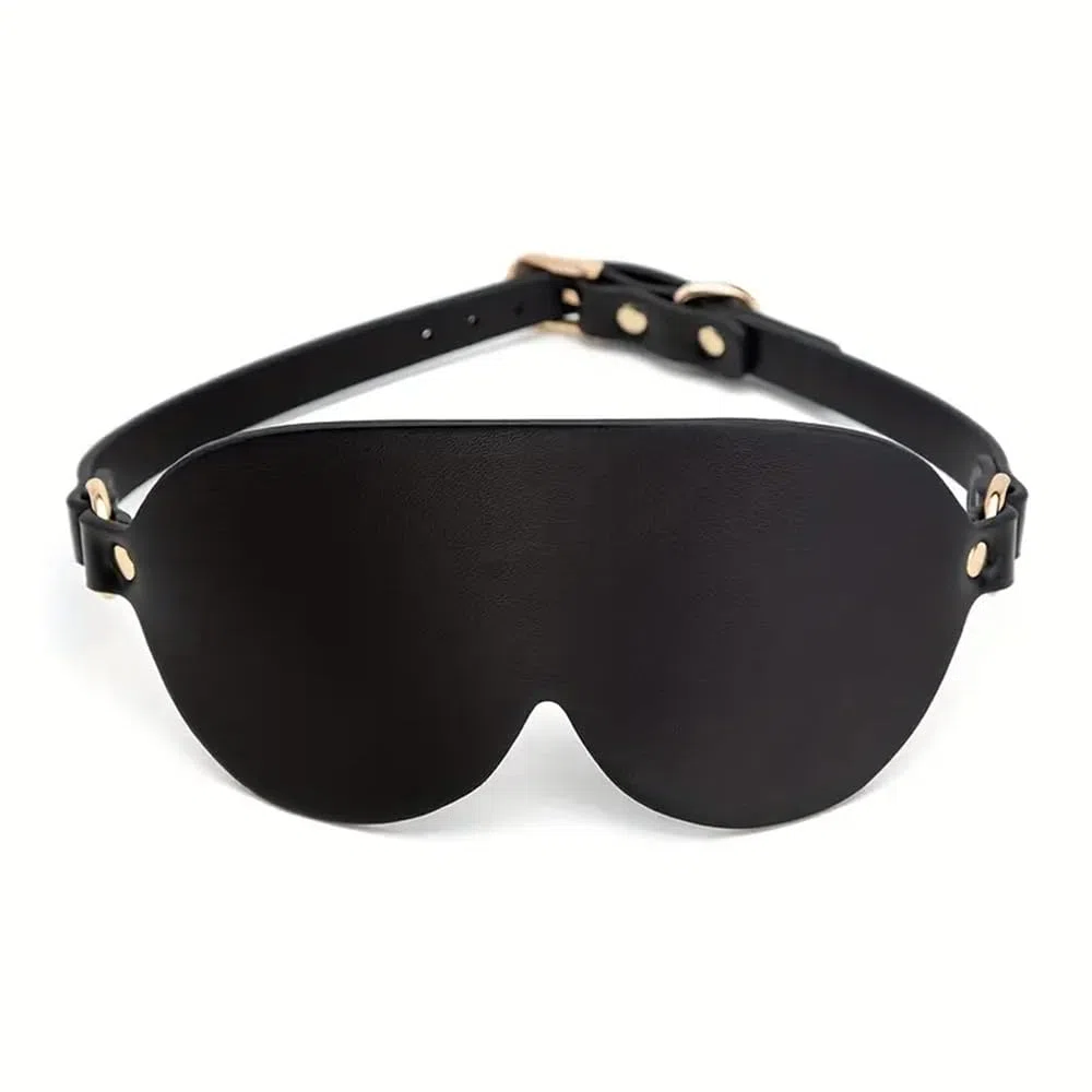 Antifaz con parche de cuero Artificial, antifaz negro ajustable sexy, accesorios para juegos de rol