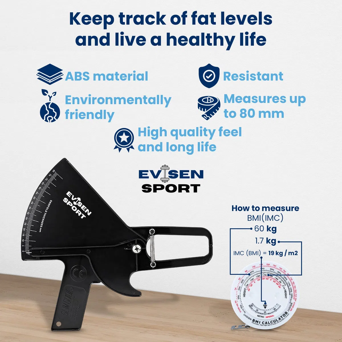 Plicómetro Profesional + Cinta Métrica Corporal Antropométrica Medidor De Grasa Corporal Para Calcular Porcentaje De Body Fat, Diámetros Óseos y Musculares