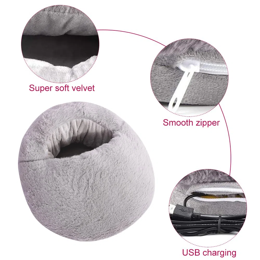Mineup Calentador de pies eléctrico, calentamiento rápido, calentador de pies con 3 niveles de calor, forro polar de franela ultrasuave, protección contra sobrecalentamiento, para hombres y mujeres