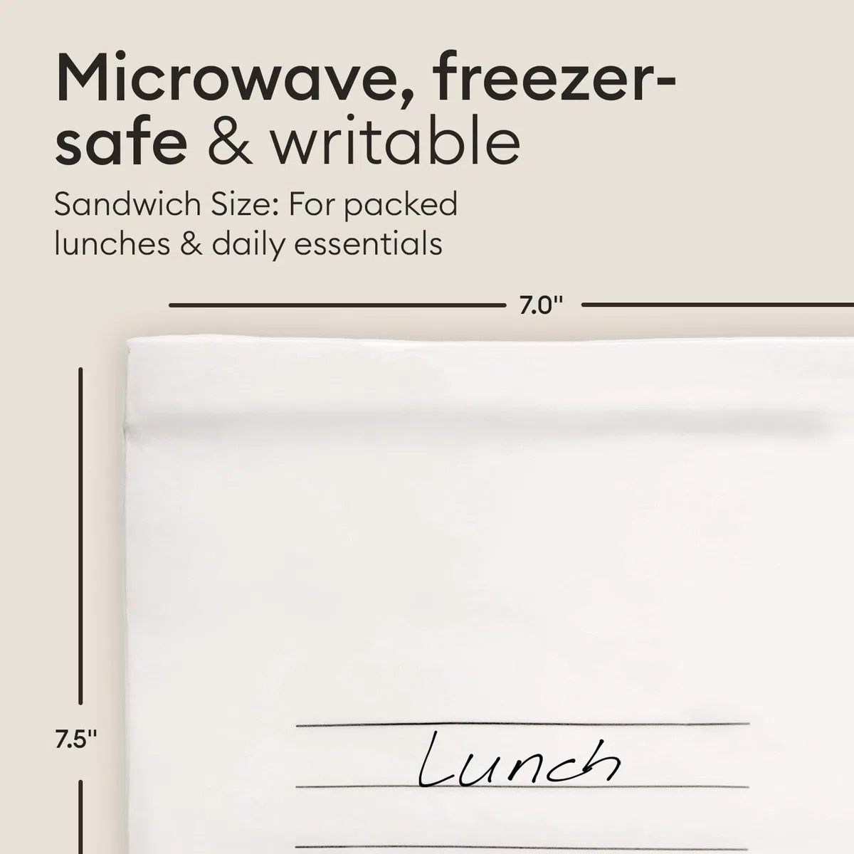 Vove Bolsas compostables medianas para sándwich, 30 unidades, aptas para congelador, a prueba de fugas, sin sustancias nocivas, superficie para escribir, ideal para panes escolares y preparación de
