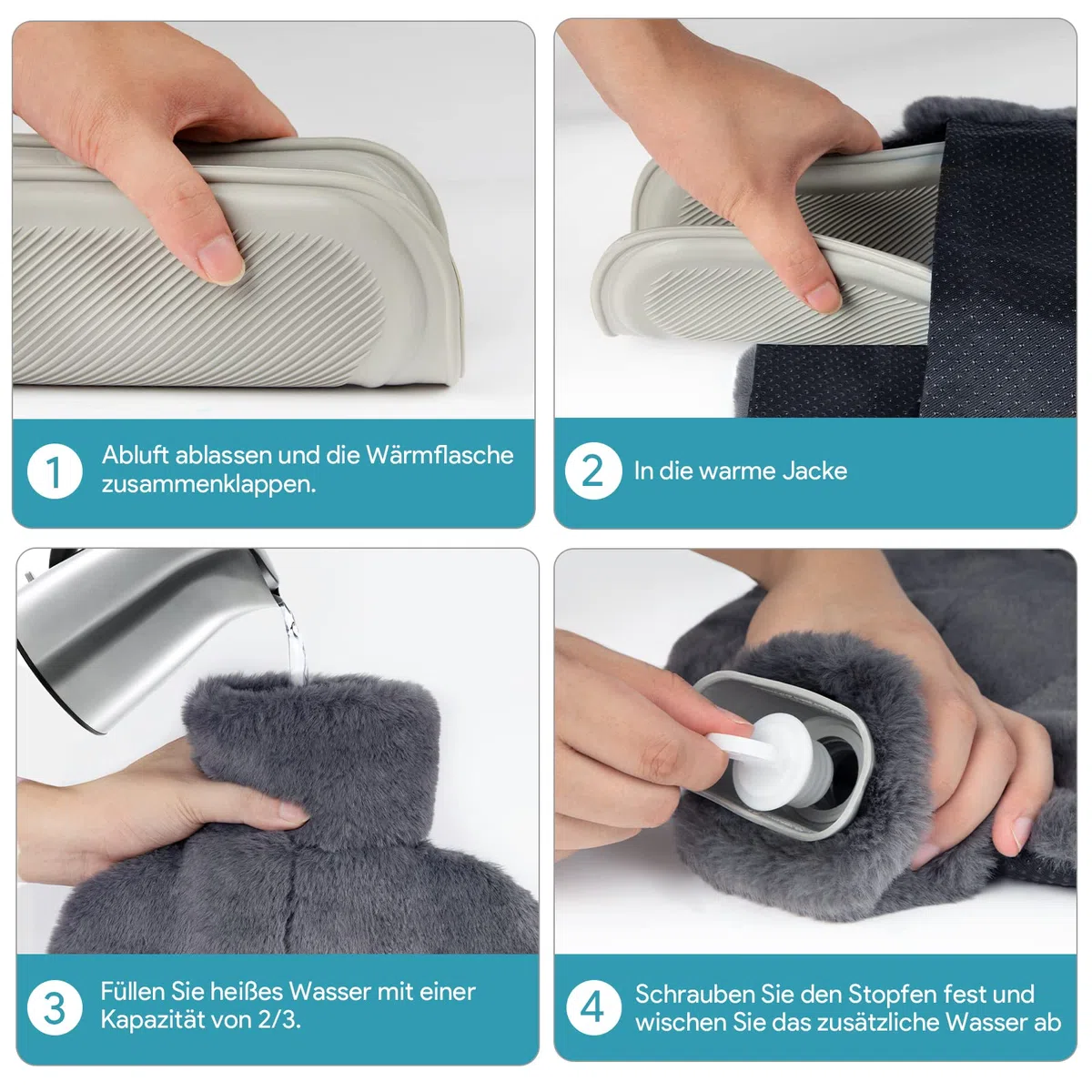 Calentador de pies sin Electricidad, 2L de Agua Caliente, Botella de Calor para Mujeres/Hombres/Adultos, Almohadillas de calefacción de pies Suaves y cálidas para los pies fríos en Invierno