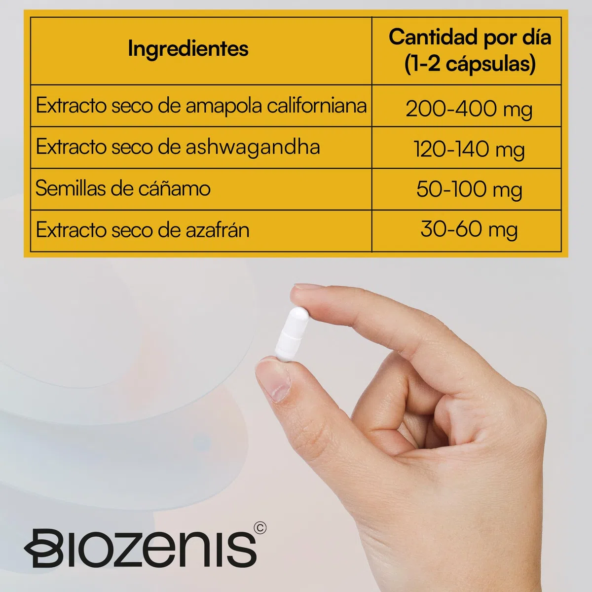 Serenivida – Amapola Californiana, Ashwagandha, Azafrán y Semillas de Cáñamo – 30 Cápsulas