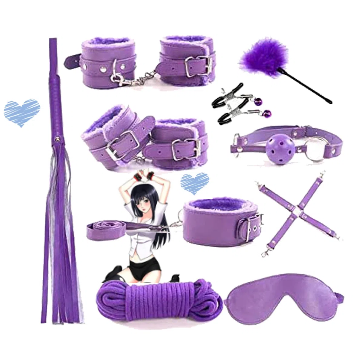 Despedida de Soltera de Cuero Herramienta de Juego Cosplay Novelty Set - púrpura