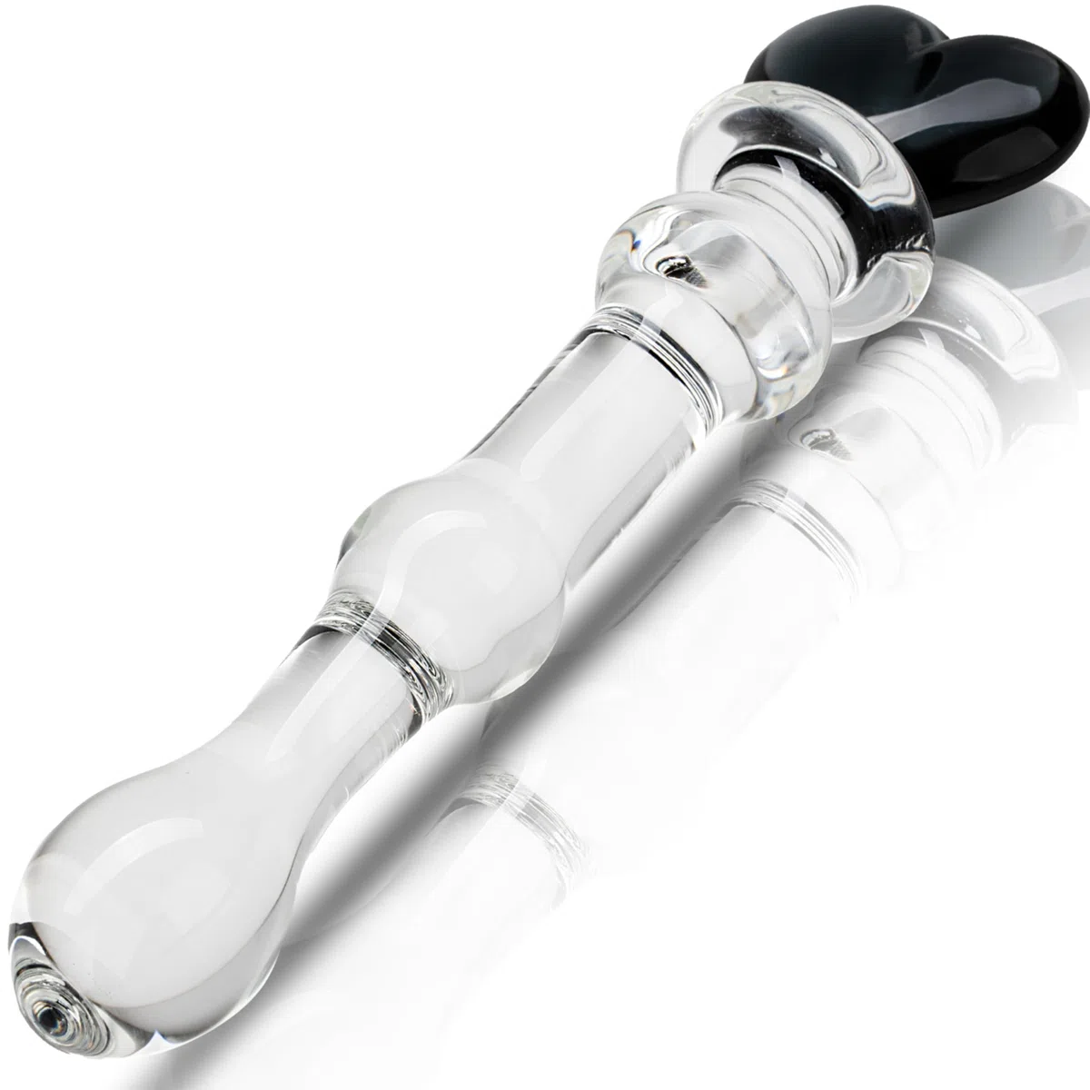 Glasdildo Anal 20cm ⌀2.8cm mit Herzgriff – Transparenter Analplug aus Glas für Männer & Frauen, Glatt & Temperaturspiel geeignet – Sexspielzeug Anal Dildo FOPS G62