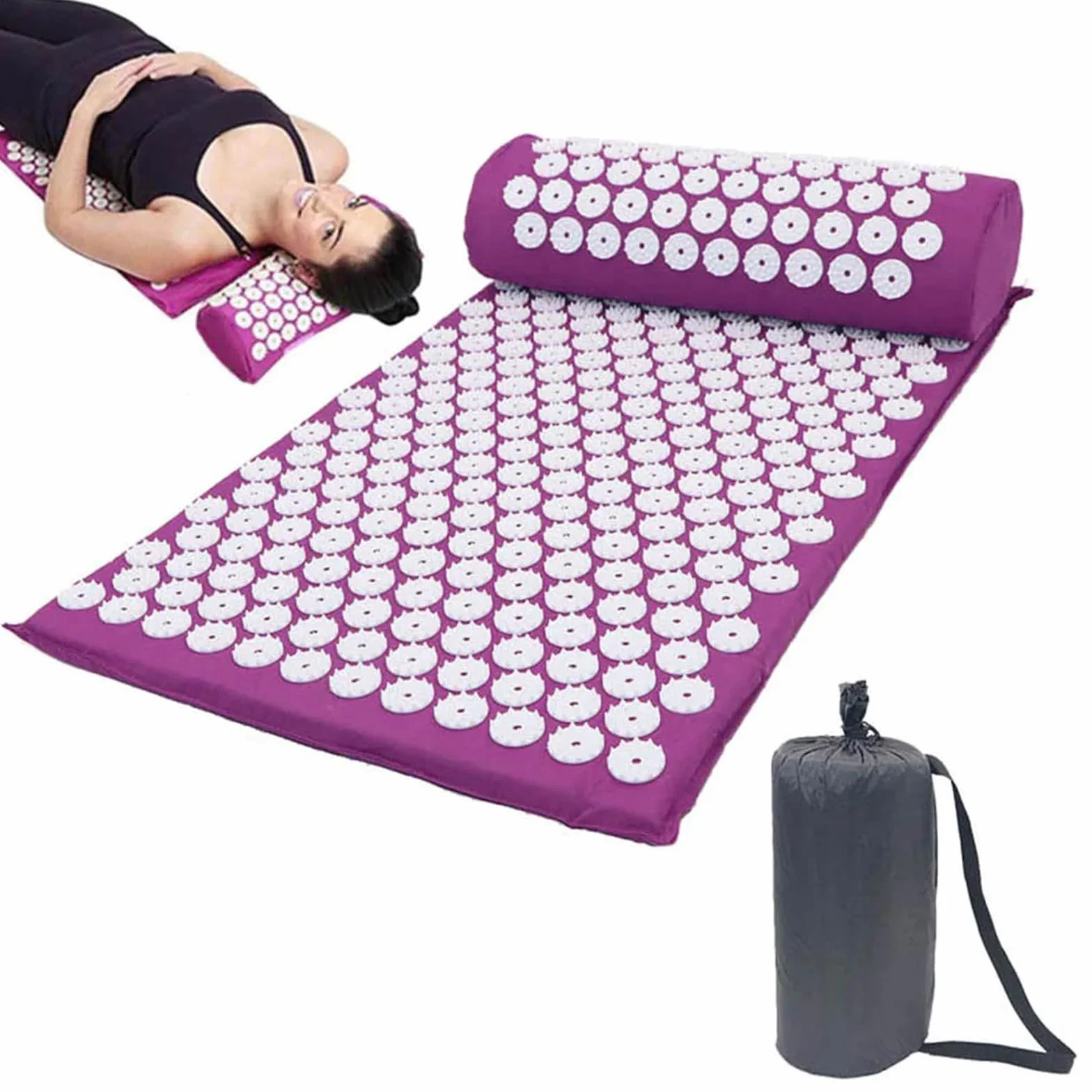 Akupressurmatte mit Kissen,Esterilla de Acupresión,Cojín de Acupresión,Colchoneta de Acupuntura con Almohada,Tapete de Acupuntura,Esterilla de Masaje