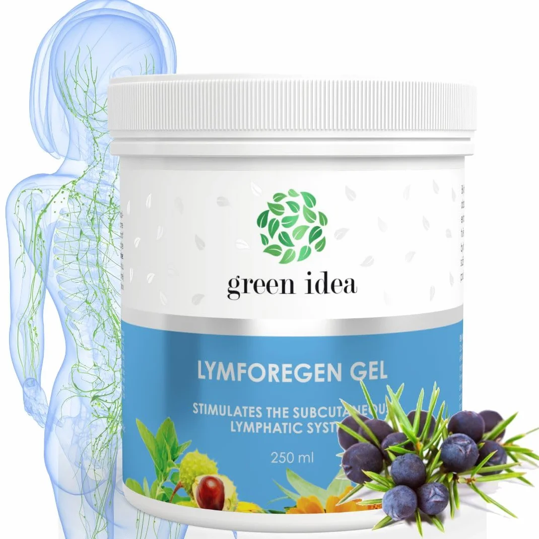 Green idea Lymforegen Gel para Piernas Cansadas y Pesadas – Gel Refrescante para Masaje Corporal con 15 Extractos Vegetales, Aceites Esenciales, Mentol y Rutina – 250 ml