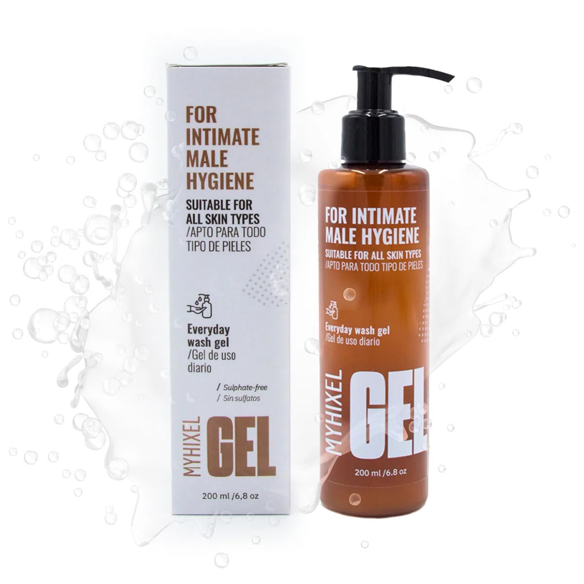 MYHIXEL - Gel Intimo Hombre | Gel Intimo Masculino para Higiene y Protección | Jabón Intimo Hombre pH Balanceado Sin Sulfatos | Previene Infecciones | Fragancia Agradable I 200ml (1 Unidad)