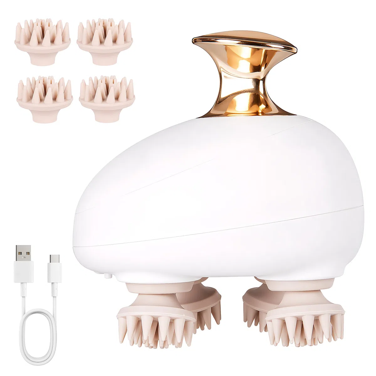 TeSabMi Masajeador de cuero cabelludo, masajeador de cabeza, diseño resistente a los enredos, 3 velocidades de masaje, masajeador de cabeza portátil, masajeador de cabello impermeable, regalo para