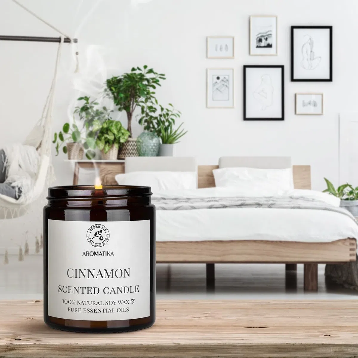 Vela Perfumada de Canela 150g - 100% Aceite Esencial de Canela Pura - Aromaterapia - Fragancia para Hogar - Vela de Cristal de Regalo - Idea para Cumpleaños - Navidad - Aromaterapia Perfumada