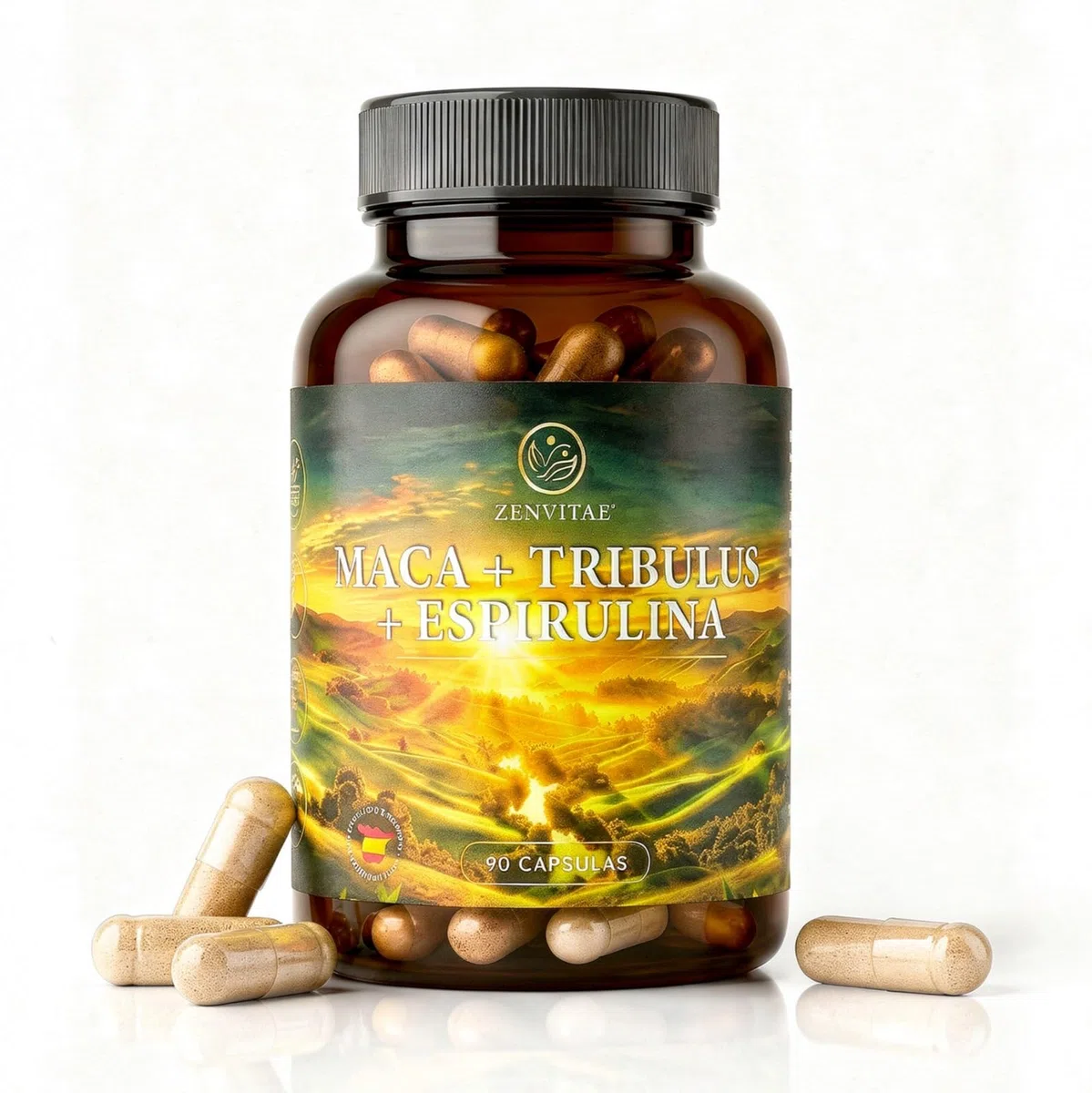 Maca Andina Líbido y Energía Diaria 90 Capsulas para 3 Meses | Formula 6 en 1 con Zinc + Vitaminas C y B12 para Rendimiento Físico de Alta Absorción 9.000 mg