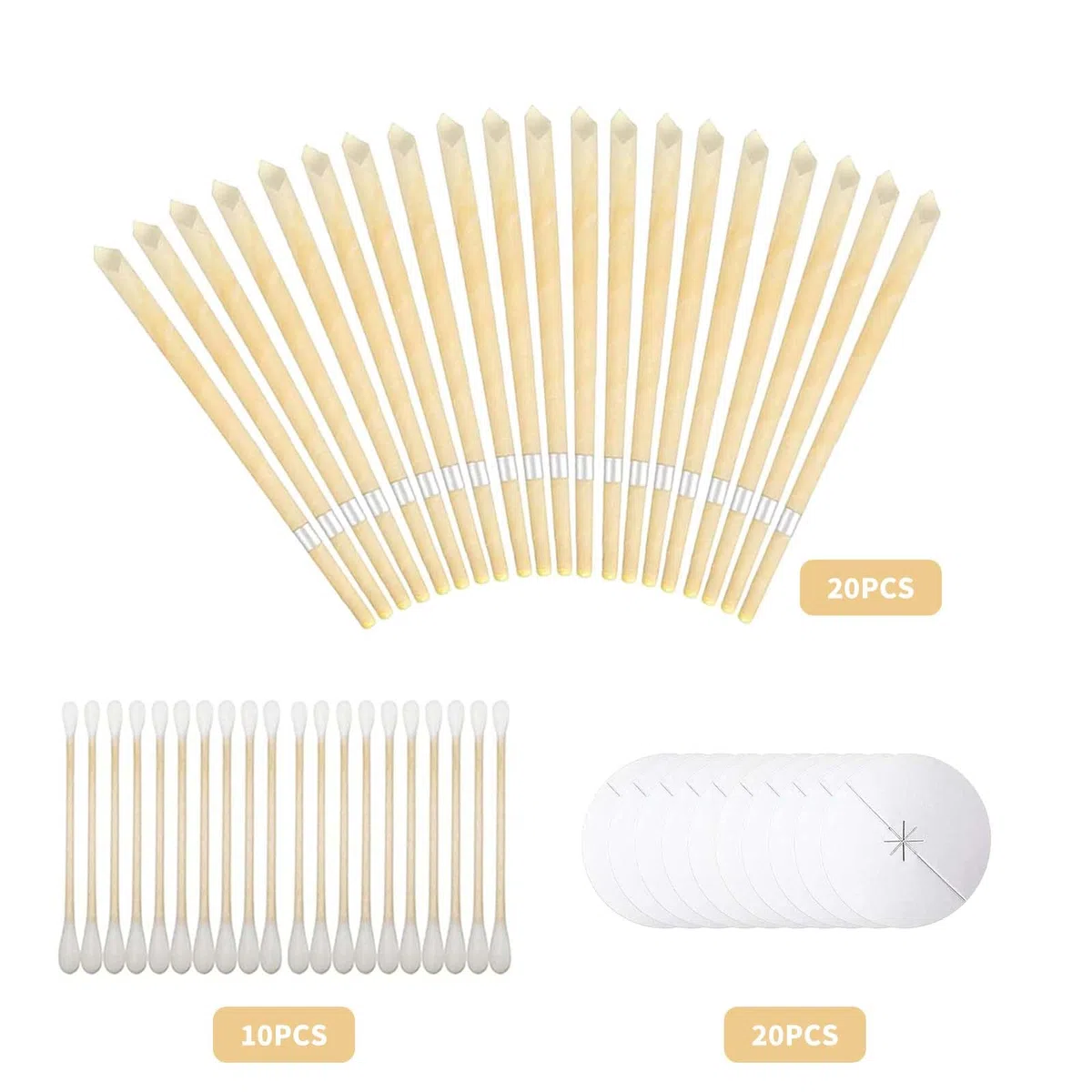 Ohrenkerzen - 50 velas para oídos de cera de abeja natural, kit de limpieza de cerumen con 20 velas, 10 discos protectores y 20 bastoncillos de algodón para adultos