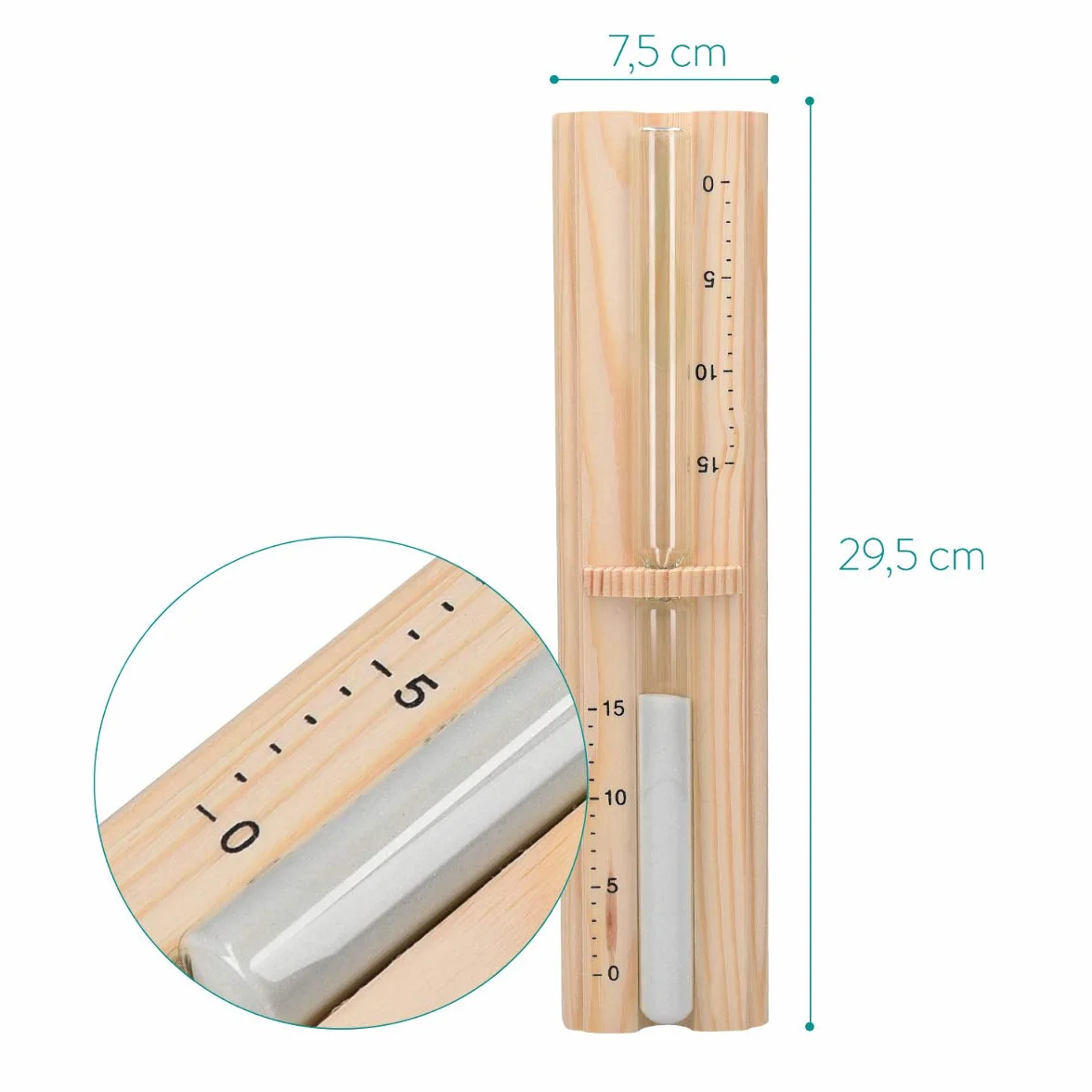 Navaris Reloj de arena para pared - Clásico reloj de arena para sauna - De madera de pino arena y cristal resistente al calor - 29.5 x 7.5 x 4CM