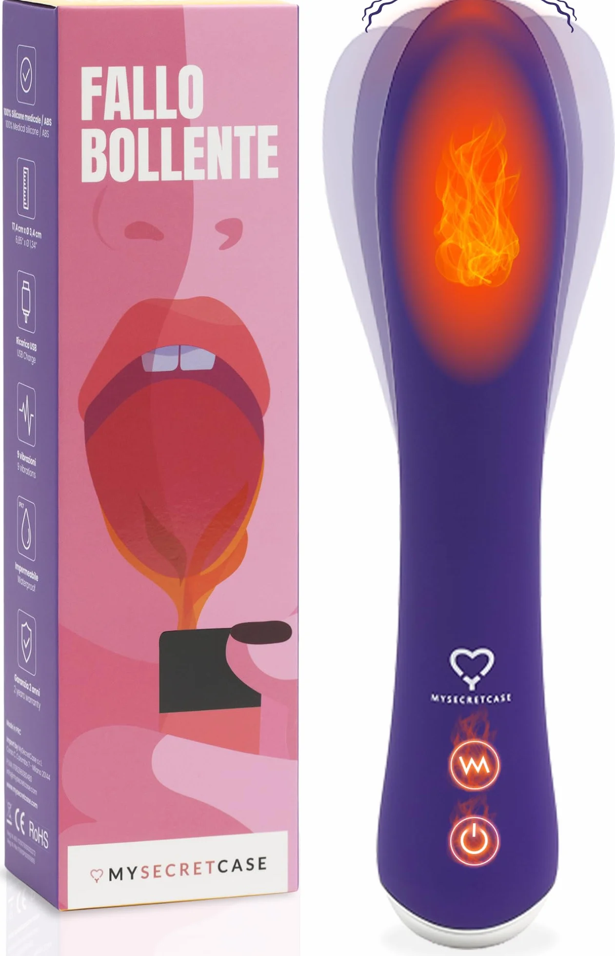 MySecretCase Consolador con Función de Calentamiento - Masturbádores Mujeres, Consoladores.. para Mujer con Vibración, Vibradorador más Vendido, Vibradoradores, Vibrador, Masturbador Vibracion(Morado)
