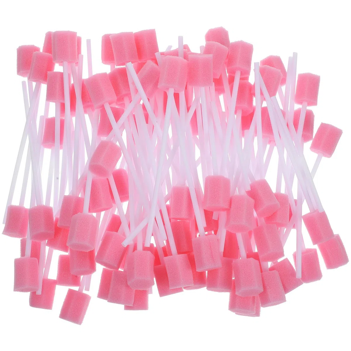 ULTNICE 100 Piezas Hisopos Orales Desechables - Esponjas de Limpieza Dental y Cuidado Bucal - Bastoncillos de Espuma para Adultos, Ancianos y Mascotas (13.5cm, Rosa)