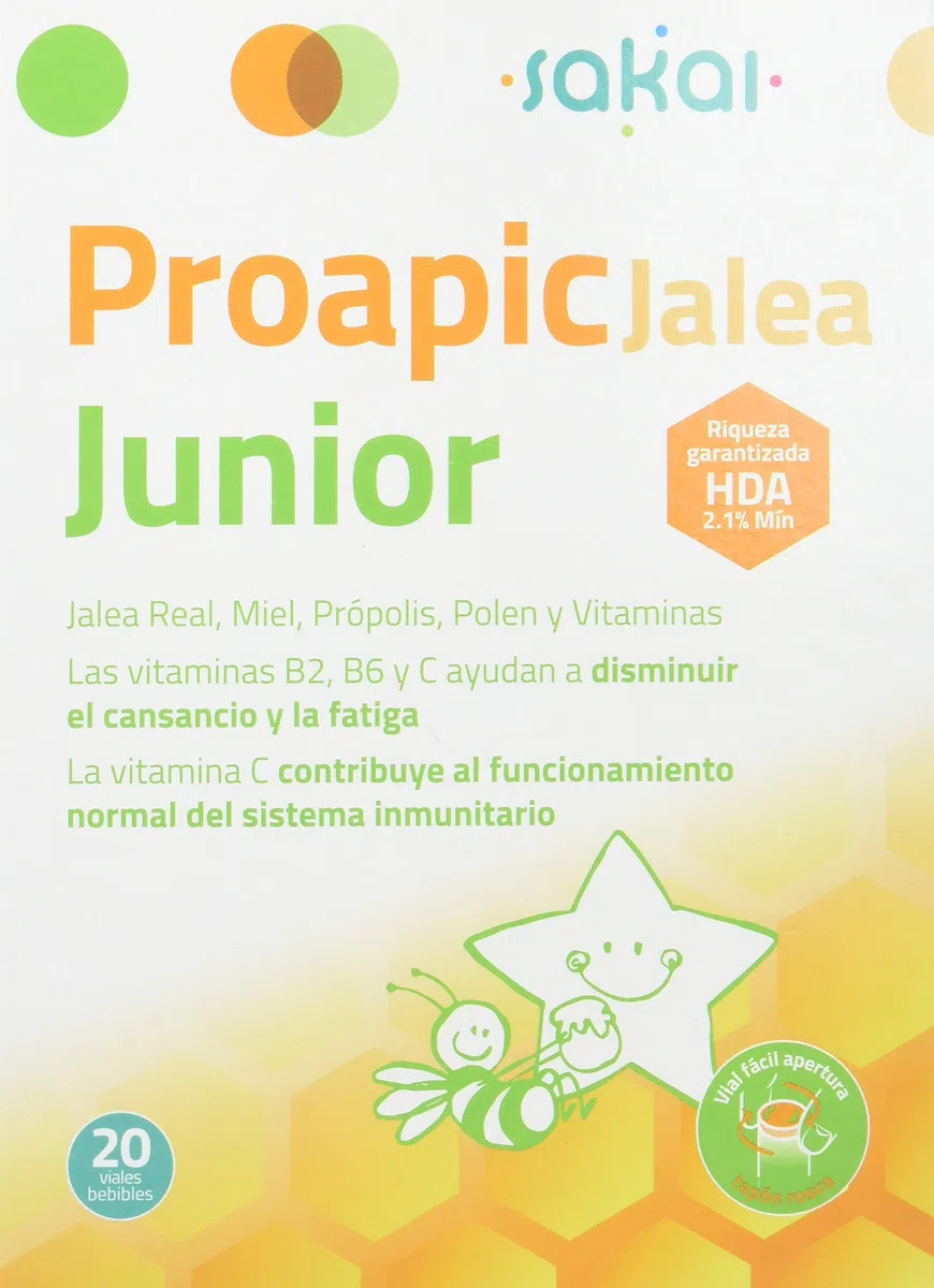 Sakai Proapic Jalea Junior 20 Viales, color Amarillo, 10 ml - Pack de 20