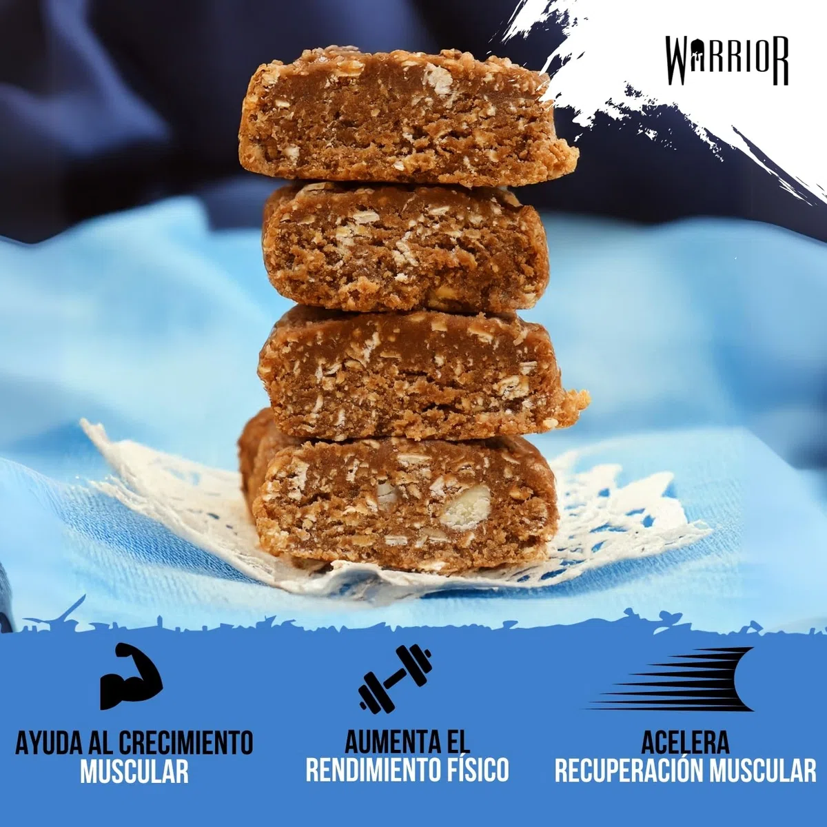 Barritas de proteína cruda Warrior Flapjack (20 g) - 12 x 75 g - Snack saludable de avena para el desayuno que aporta energía y crecimiento muscular (Baya de miel)