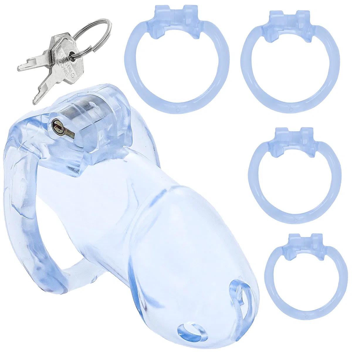 Jaula de castidad para caballeros set de 4 anillos cockring Ø 4,5/5/5,3/5,7cm jaula peniana chastity male jaula para el pene para hombres cinturón de castidad para el cock jaula FOPS N22-5