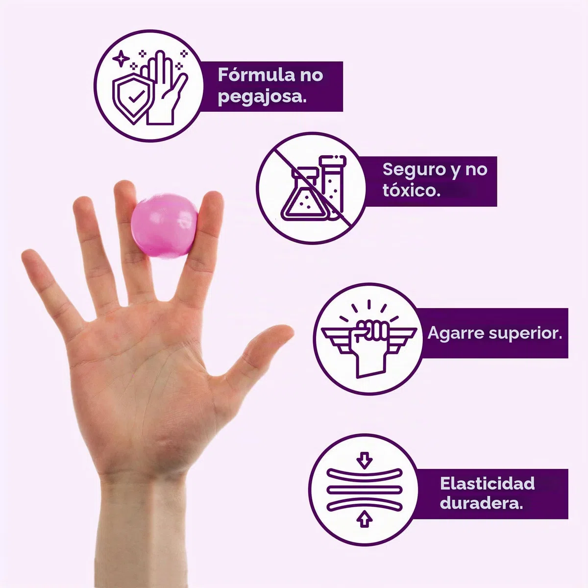 Masilla Terapéutica para Manos Meglio 53g - para Ejercicios de Manos focalizados en la Rehabilitación y Recuperación de la Mano, Fortalecimiento Muscular (Pack de 5)