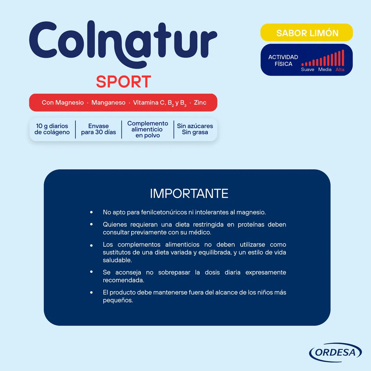Colnatur Sport Limón, Colágeno con Magnesio, Zinc y Vitamina C para Músculos, Huesos y Articulaciones, 360g
