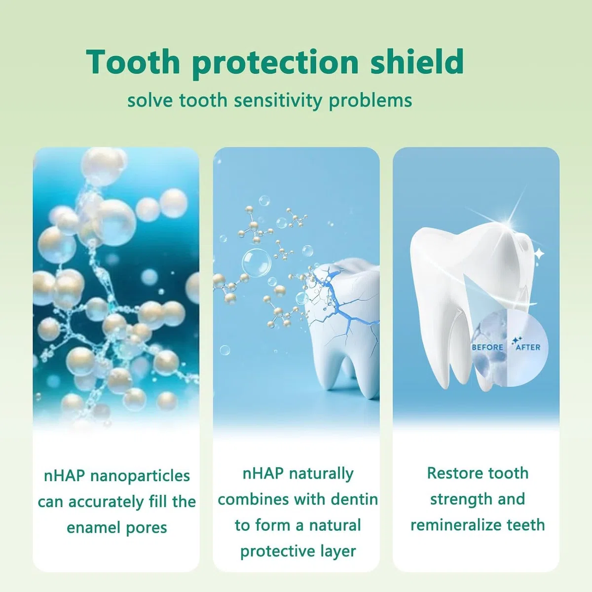 Pasta dental con hidroxiapatita, favorece la remineralización dental, fórmula natural sin flúor, alivia al instante la sensibilidad dental, apta para el cuidado bucal de adultos y niños 7 unidades